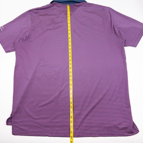 Peter Millar Summer Comfort Golf Polo Mens 2XL Pink Striped Wicking Milwaukee CC - Picture 8 of 11